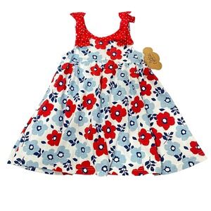 Baby Essentials Red Blue Floral Baby Dress 24M Summer Farmcore